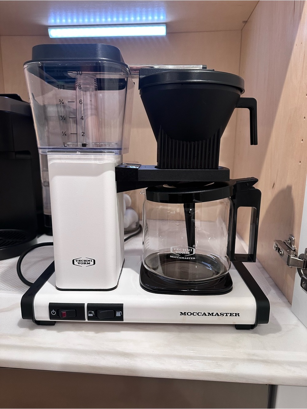 MOCCAMASTER White Drip Coffee Brewer with Glass Carafe